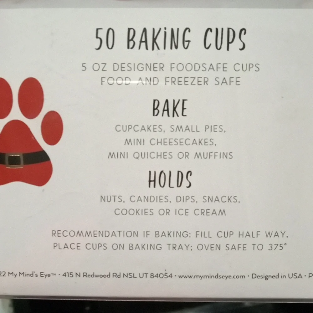 Baking cups christmas, holiday theme dog Santa